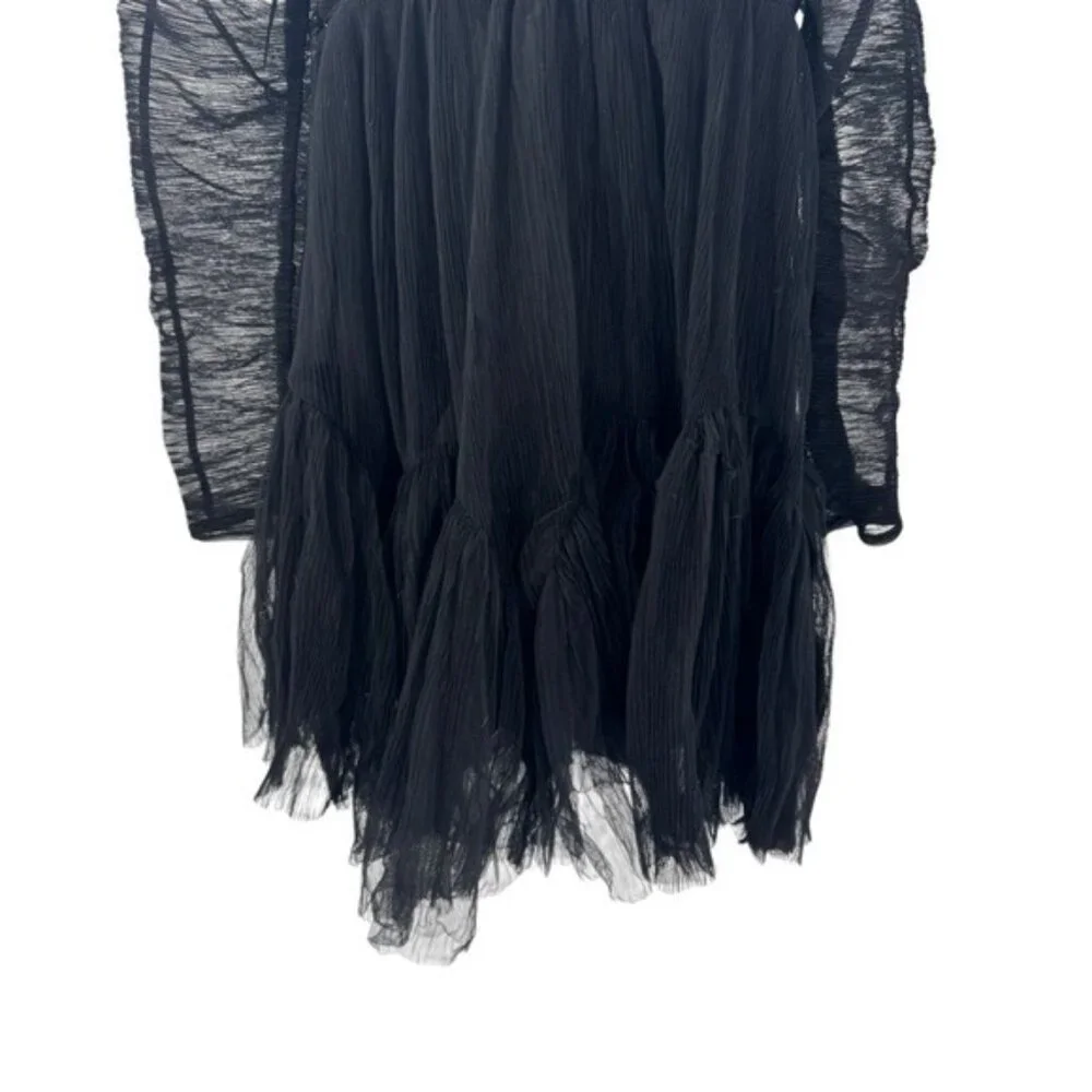 Moon River NEW Black Tulle Long Sleeve Sweetheart Party Mini Dress Size M - Picture 6 of 10